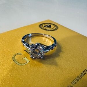 White gold plated real moissanite ring